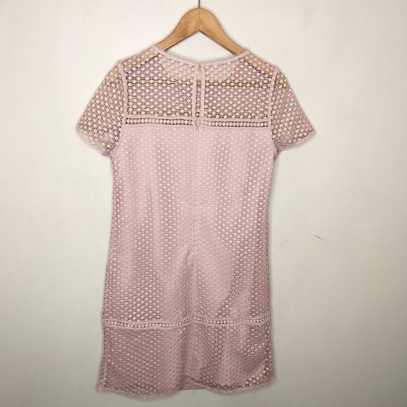 Ann Taylor Pink Lace Dress Short Sleeve Shift - Picture 9 of 11